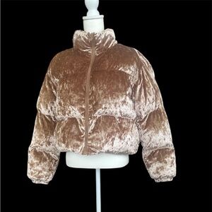 Fabletics Velvet Cropped Puffer  Jacket